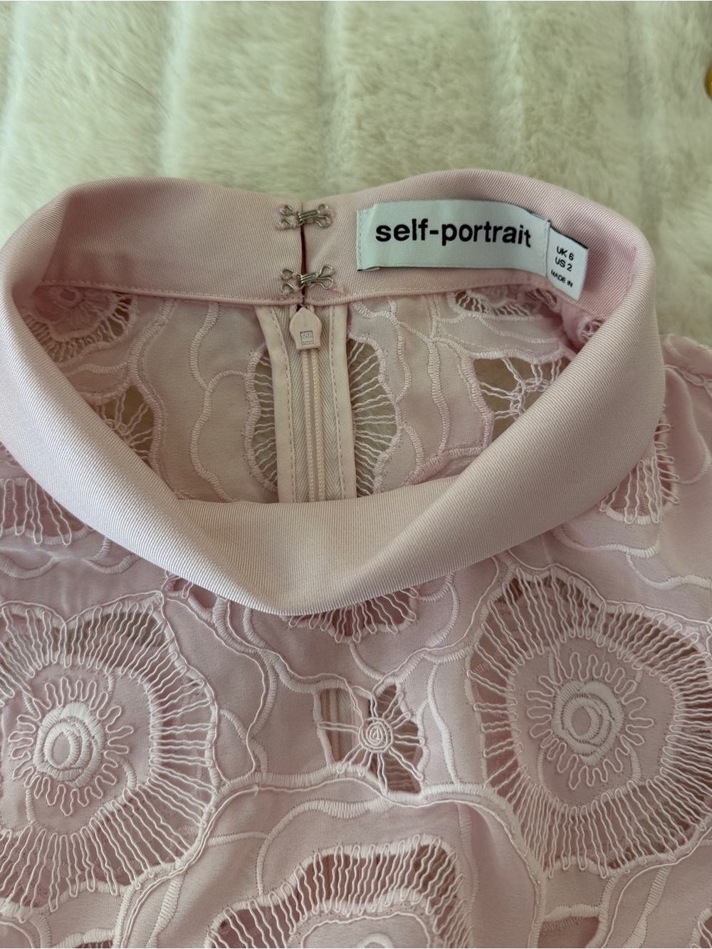 NWOT Self-Portrait PINK FLORAL LACE MINI DRESS - Picture 9 of 9